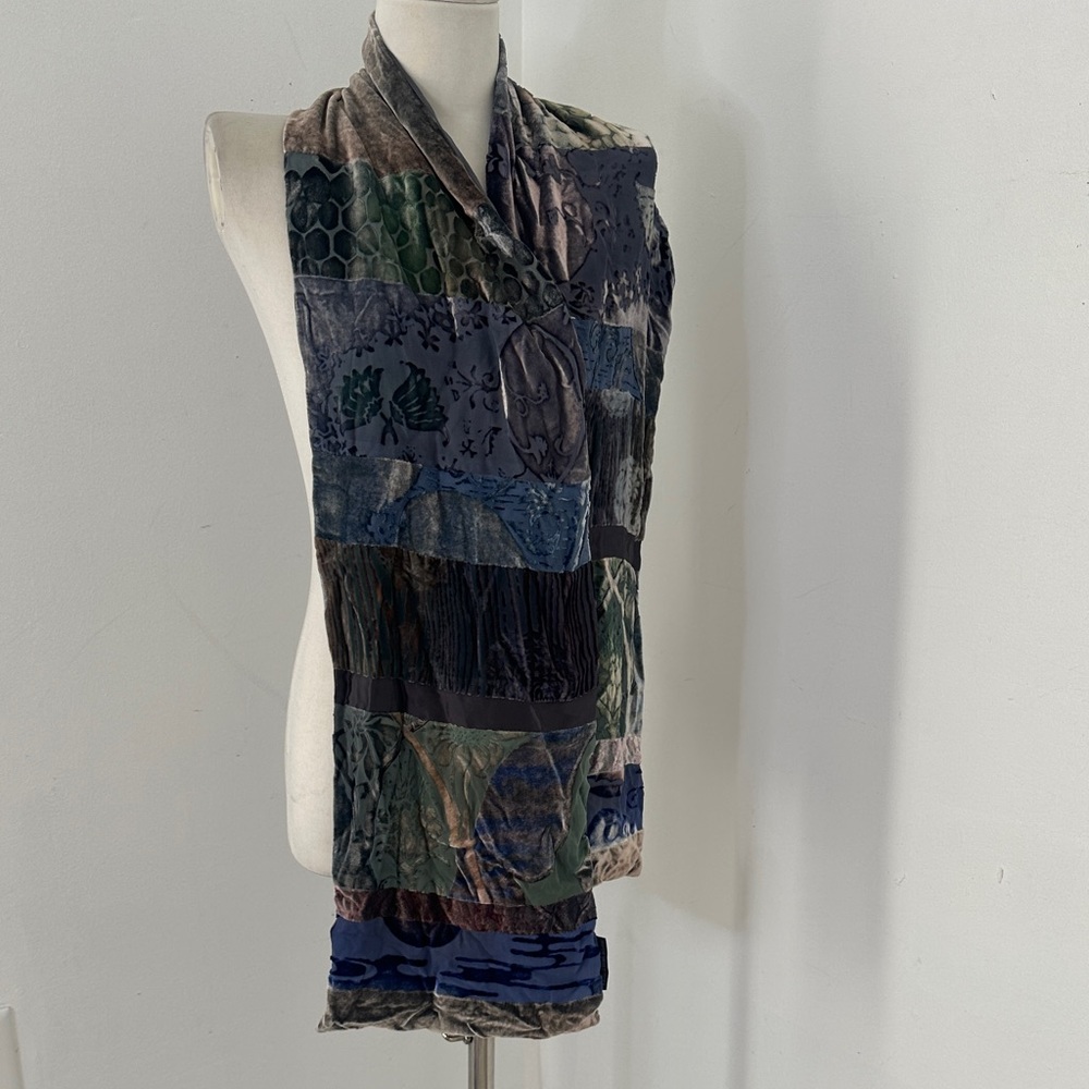 Kevin O’Brien Studio Silk Velvet Patchwork Scarf 10x66